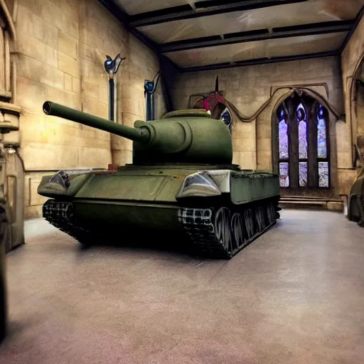 Image similar to Photo of a tank in Hogwarts common room