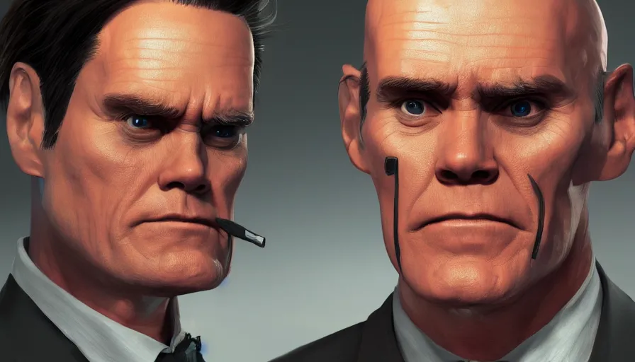 Prompt: Jim Carrey is Agent 47, hyperdetailed, artstation, cgsociety, 8k