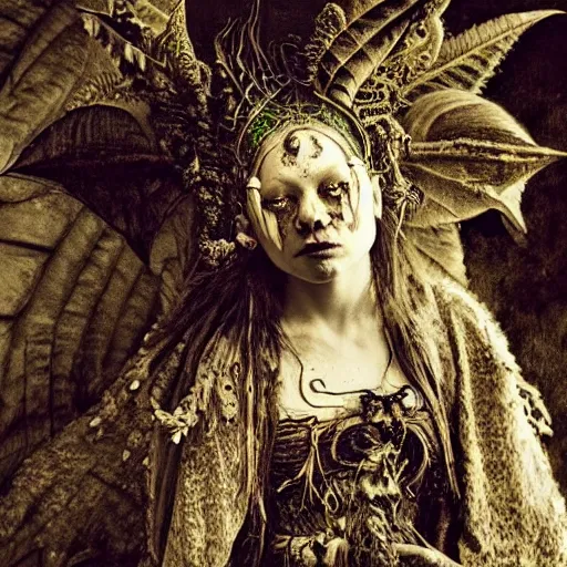 Prompt: ornate intricate, female goblin shaman, ethereal, rococo, by emil melmoth, gustave dore, frederik heyman, luis ricardo falero, high detail, cinematic