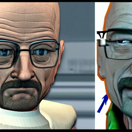 Image similar to walter white in a 3 d playstation 2 game