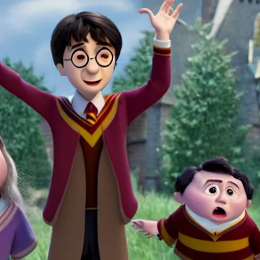 Image similar to Harry Potter in pixar film,