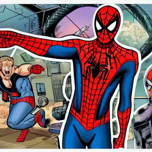 Prompt: spider - man as a crypto trader bro in marvel art style