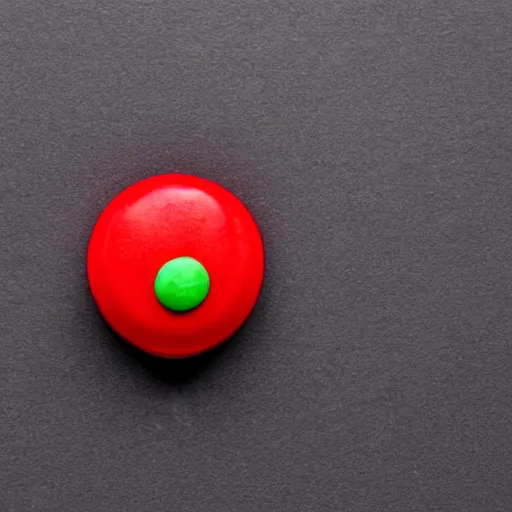 Image similar to a single red m & m candy, a red sphere