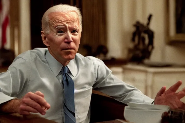 Image similar to film still frame of biden in the worst scene in requiem-for-a-dream, high quality