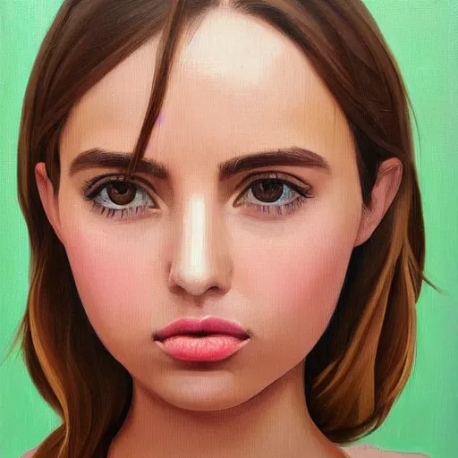 Prompt: a gallery painting portrait by Phil noto. The painting is of Ana Celia de Armas Caso