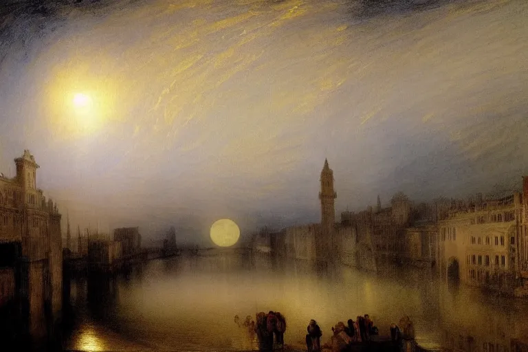 Prompt: seven wonders buildings, photorealistic, moonlight, wide angle, by JMW Turner