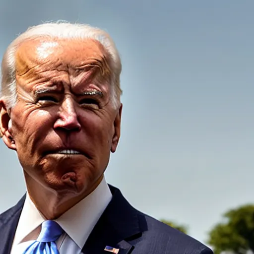 Prompt: Joe Biden staring off into the distance while eating chocolate chip ice cream