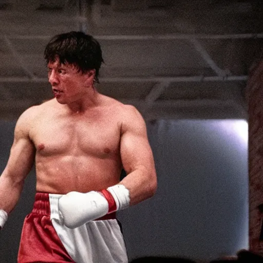 Prompt: elon musk as rocky balboa in rocky 4,