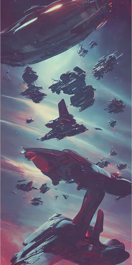 Image similar to retro futuristic sci - fi poster by moebius and greg rutkowski, epic spaceship battle, nebulae, stargezers