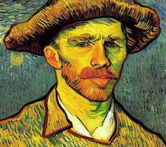 Image similar to portrait of tom odell as a market vendor by vincent van gogh