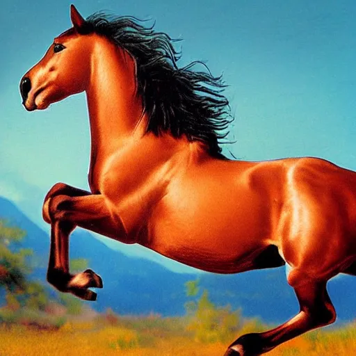 Image similar to a galloping wild horse, by disney