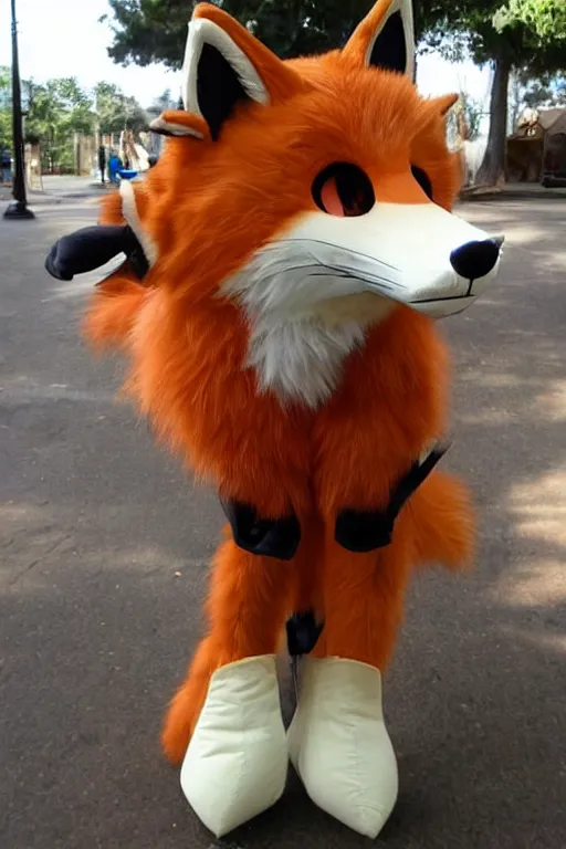 Image similar to an anthropomorphic fox, fursuit!!!!, cosplay