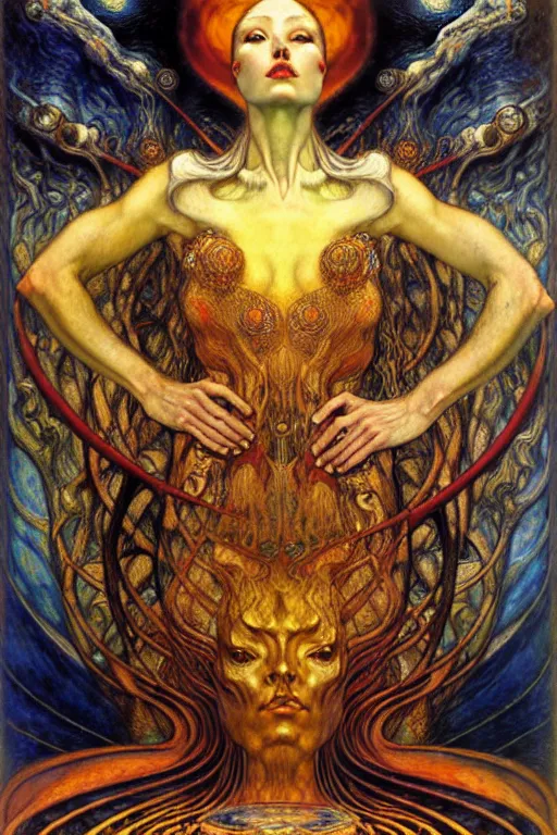 Image similar to Divine Chaos Engine by Karol Bak, Jean Delville, William Blake, Gustav Klimt, and Vincent Van Gogh, symbolist, visionary