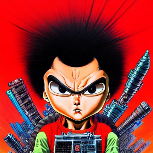 Prompt: akira cover art, painted by greg'craola'simkins