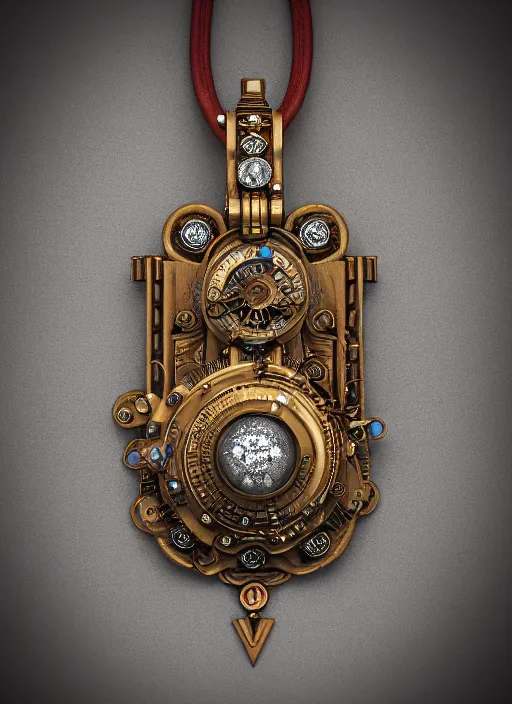 Prompt: a macro photo of amazing steampunk amulet with diamond jewel and small steam tubes, volumetric lightning, octane render, 4 k, hd, realistic reflections, extremely high detailed, soft lightning, trending on artstation, masterpiece, high resolution