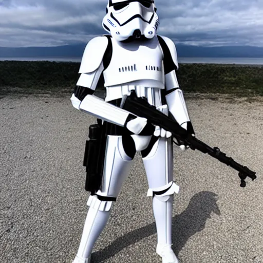 Image similar to still of female stormtrooper posing for the camera