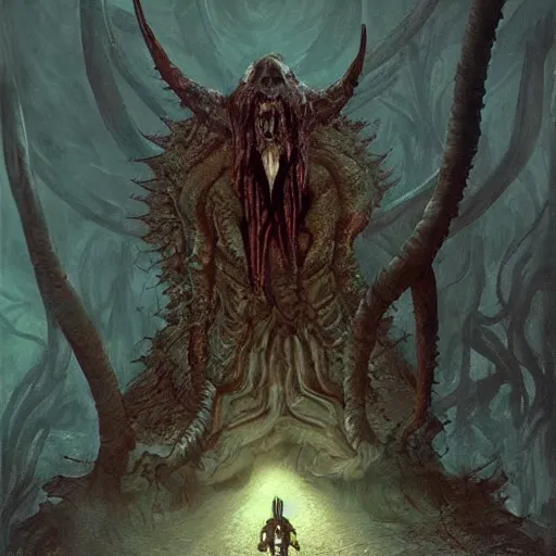 Image similar to an eerie uncanny hell with strange eerie magical scary creatures, concept art, award - winning, by guillermo del toro