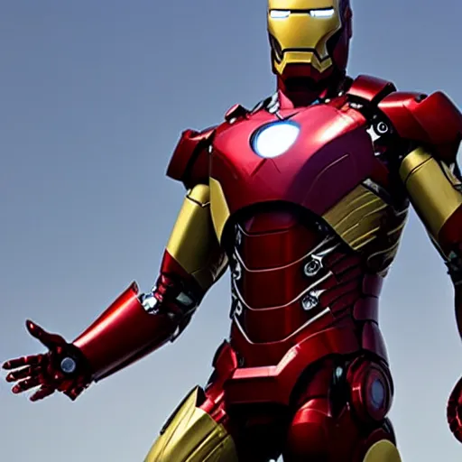 Image similar to iron man suit powered down, 4k realistic photo