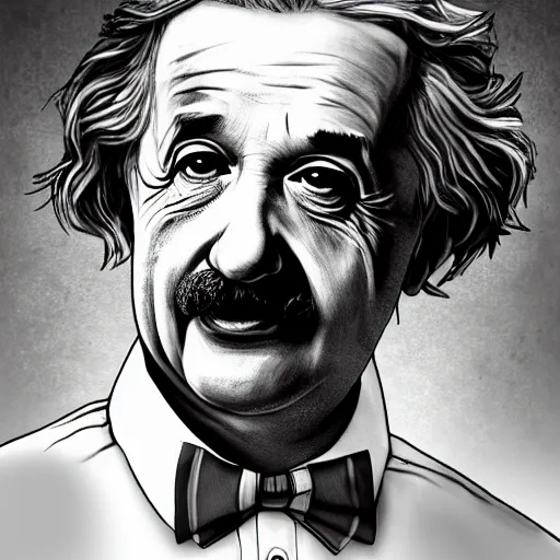 Image similar to illustration gta 5 artwork of albert einstein, in the style of gta 5 loading screen, by stephen bliss