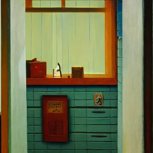 Image similar to davey jones'locker, grant wood, pj crook, edward hopper, oil on canvas