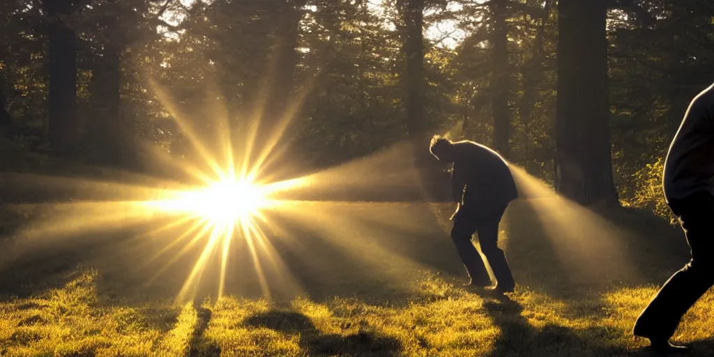 Image similar to a man falls down a sunbeam
