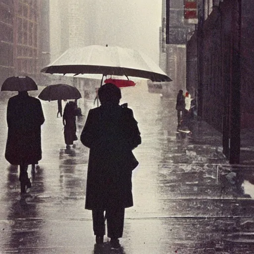 Image similar to rainy new York daydream, by Saul Leiter