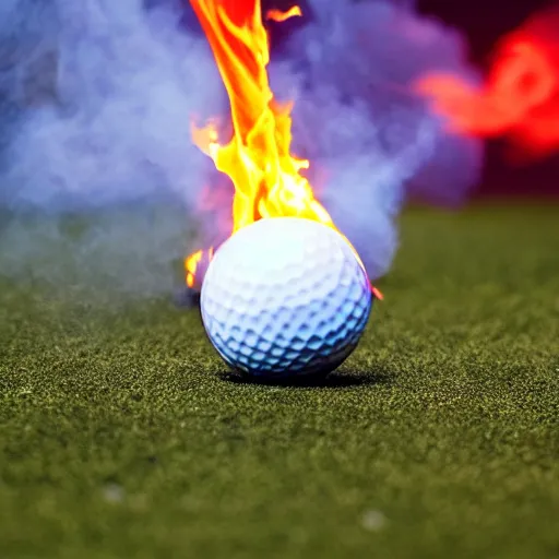 Prompt: golf ball on fire