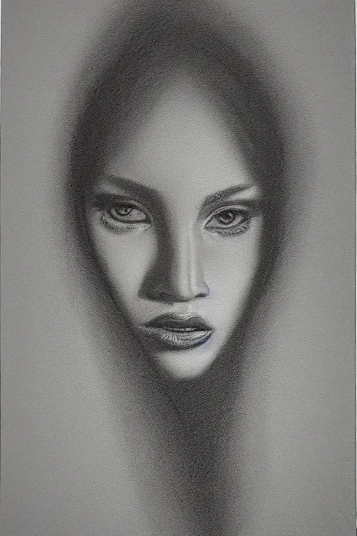 Prompt: inverted portrait, mysterious shadow dark scene graphite on canvas sketch