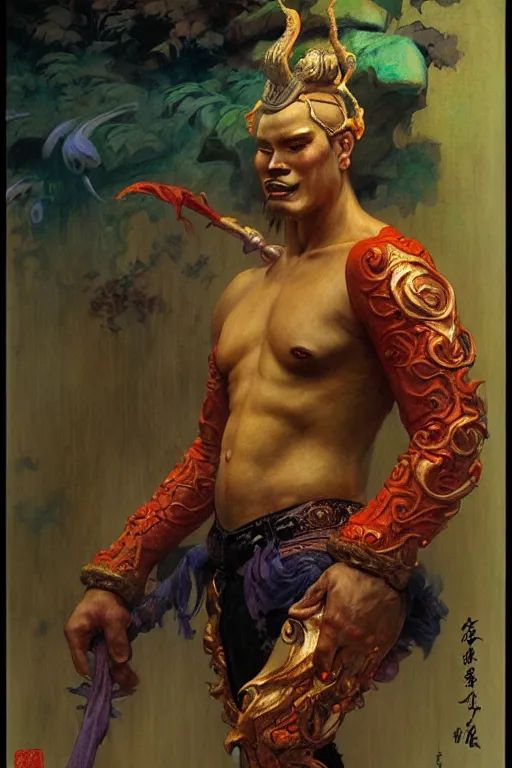 Image similar to monster, character design, ming dynasty, colorful, painting by gaston bussiere, craig mullins, j. c. leyendecker, tom of finland