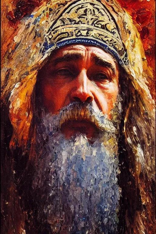 Image similar to highly detailed palette knife oil painting of a historically accurate depiction of the ancient biblical israeli king david, thoughtful, by Peter Lindbergh, impressionistic brush strokes, painterly brushwork