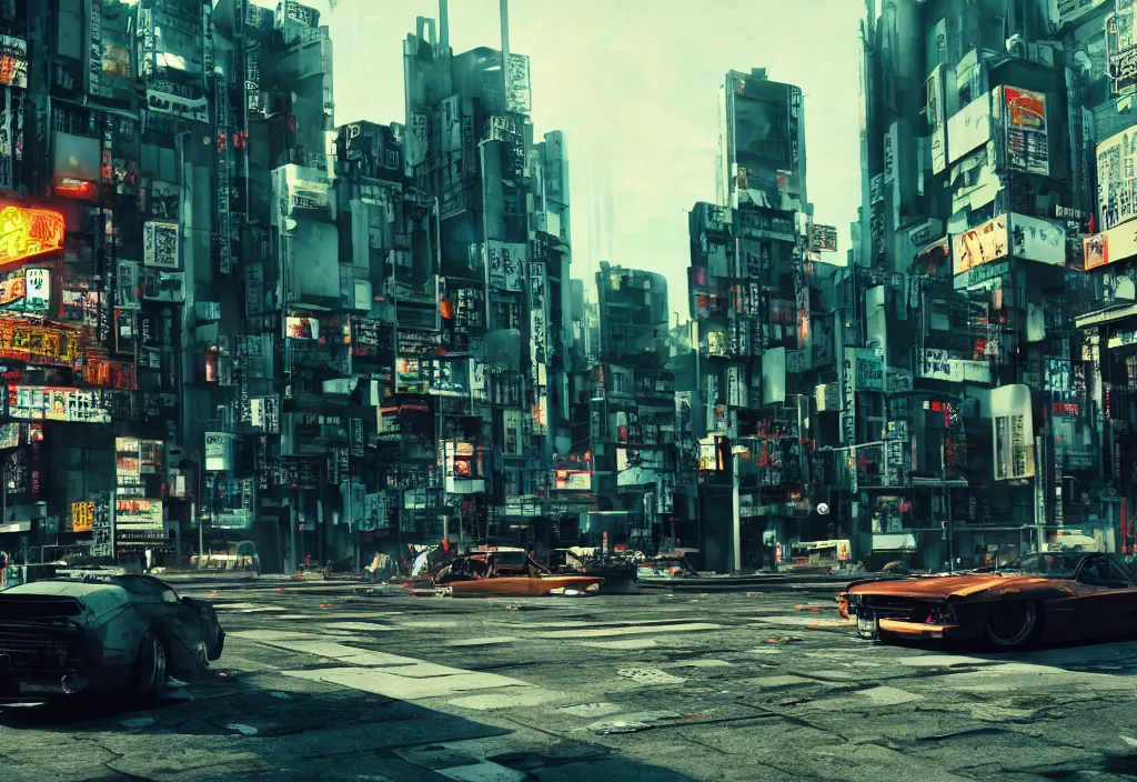 Image similar to film produced by madhouse and directed by takeshi koike tokyo streets cyberpunk style max payne blood trending on artstation cinematic realistic buildings windows cars peoples detailed golden ratio awesome composition color balance harmony physical correct light shadows octnae render 8 k highly detaled photography urban architecure