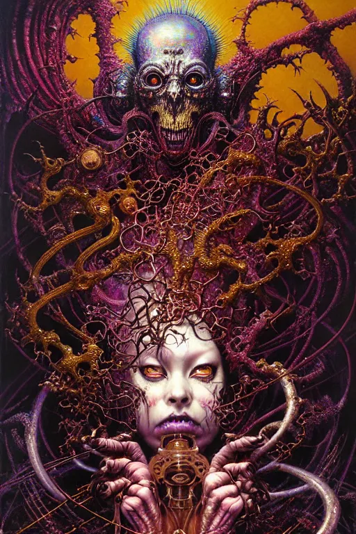 Prompt: realistic detailed image of wrathful metallic nightmare scientist god action horror by lisa frank, john martin, ayami kojima, amano, karol bak, greg hildebrandt, and mark brooks, neo - gothic, gothic, rich deep colors. beksinski painting, part by adrian ghenie and gerhard richter. art by takato yamamoto. masterpiece