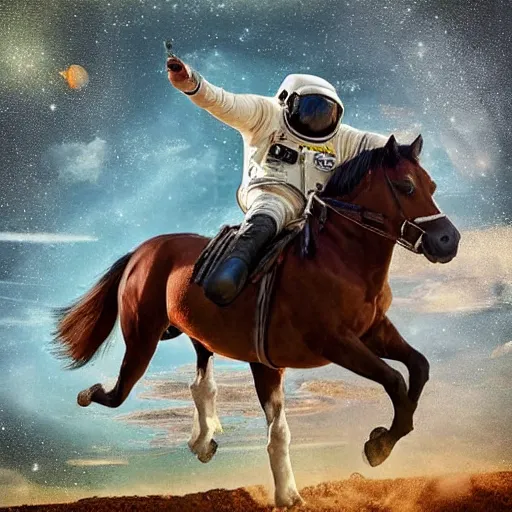 Image similar to photograph of an astronaut riding a horse, hyperealistic, art station