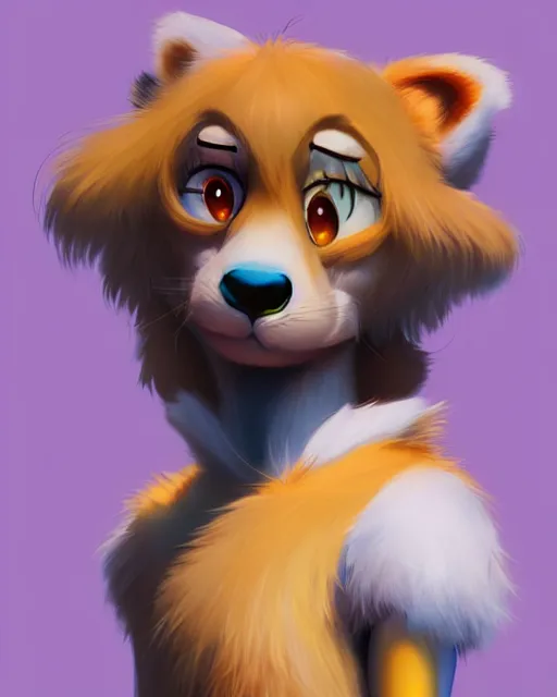 Image similar to a beautiful portrait of an anthropomorphic fursona furry disney character. volumetric light, artstation