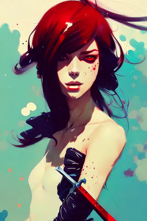 Image similar to a ultradetailed beautiful panting of a stylish woman with a sword, by conrad roset, greg rutkowski and makoto shinkai, trending on artstation