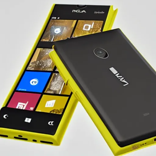 Image similar to a detailed render of a 2 0 2 2 yellow nokia lumia phone