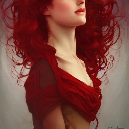 Image similar to portrait of red queen, intricate, elegant, highly detailed, digital painting, artstation, concept art, smooth, sharp focus, illustration, art by artgerm and greg rutkowski and alphonse mucha and william - adolphe bouguereau