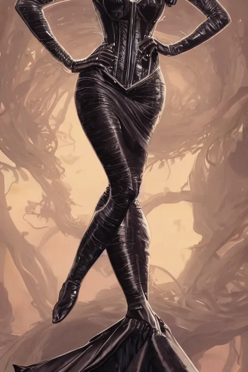 Image similar to cute black woman wearing a silver chrome corset dress, fantasy, intricate, highly detailed, digital painting, artstation, concept art, wallpaper, smooth, sharp focus, illustration, swirling energy, art by artgerm and greg rutkowski and alphonse mucha