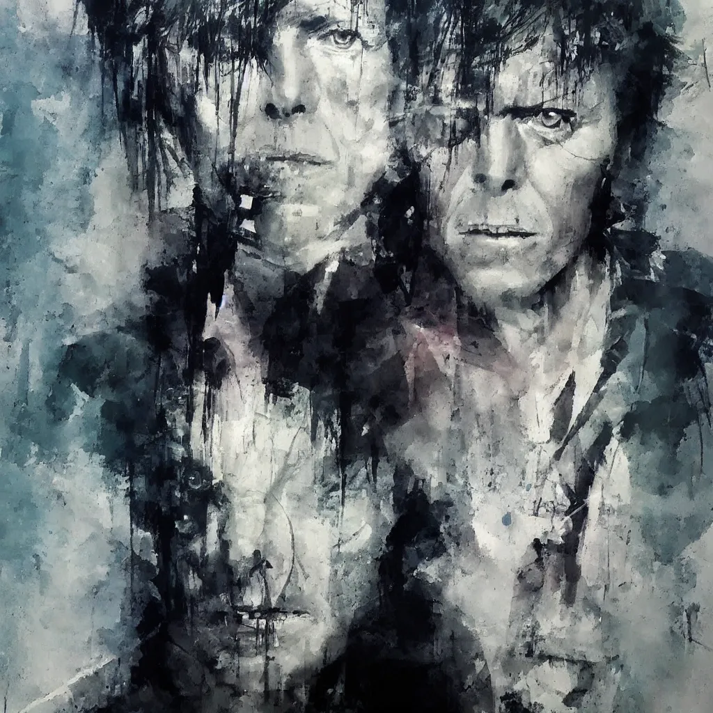 Image similar to david bowie painted by jeremy mann