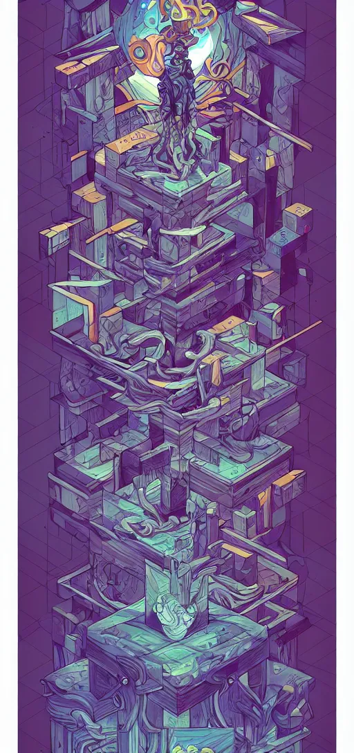 Image similar to arcane twisted turn of fate abstraction, centered award winning ink pen illustration, isometric abstract illustration by dan mumford, edited by craola, technical drawing by beeple and tooth wu, tiny details by artgerm and watercolor girl, symmetrically isometrically centered