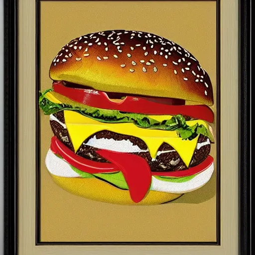 Prompt: cheeseburger by jackson pollock