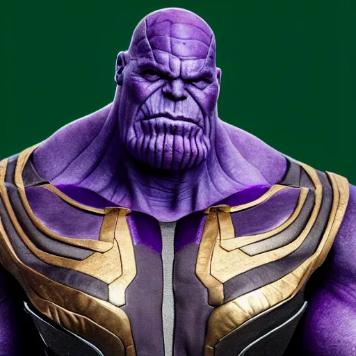 Image similar to thanos as an eggplant with eggplant features with the face of thanos, realistic, hyperrealistic, ultra realistic, real, real world, highly detailed, very detailed, extremely detailed, intricate details, 8 k resolution, hd quality