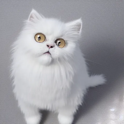 Image similar to still photo of a cute white persian cat, highly detailed, photorealistic portrait, bright studio setting, studio lighting, crisp quality and light reflections, unreal engine 5 quality render