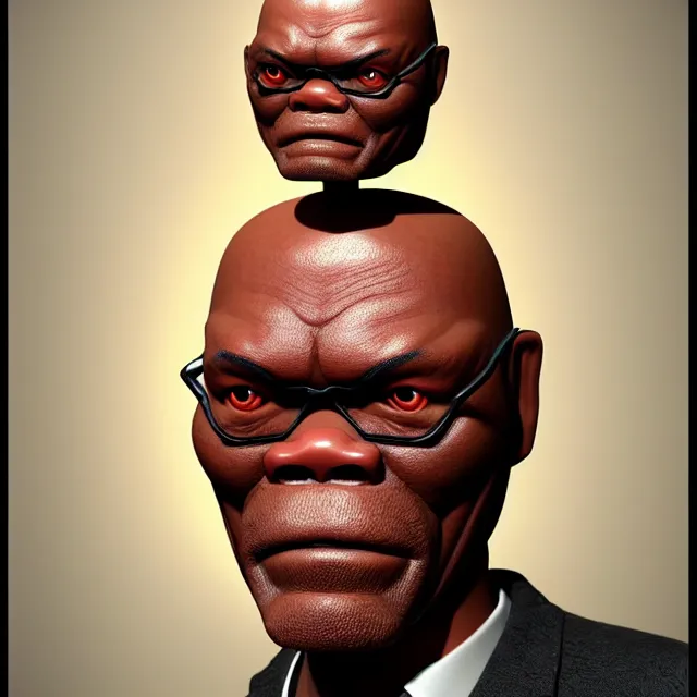 Image similar to bizarre fruit figurine that looks just like samuel l jackson by naoto hattori 8 k, beautiful intricate painting, hyper realistic, octane render