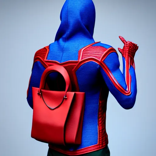 Image similar to futuristic spiderman dressed hoodie jacket and bag,highly detailed, 4k, HDR, award-winning, artstation, octane render