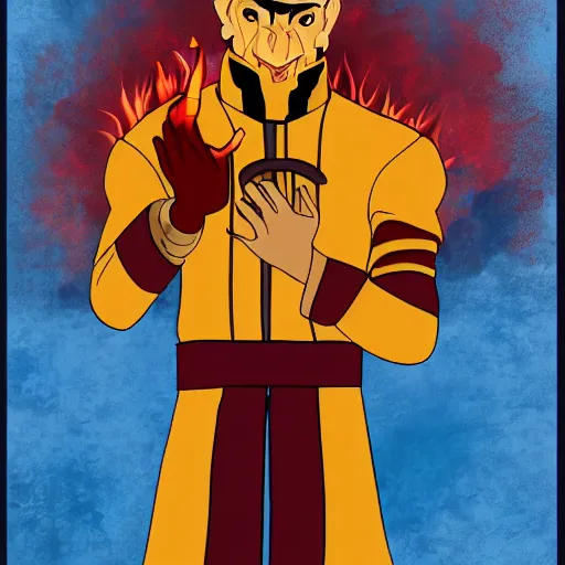 Prompt: a mural of Fire Lord Zuko facepalming in the style of JM Animation