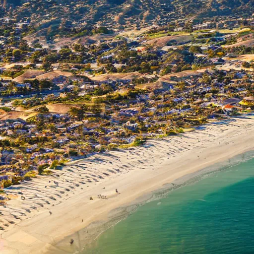 Image similar to overhead view california beach town golden hour shimmering sands luxury homes