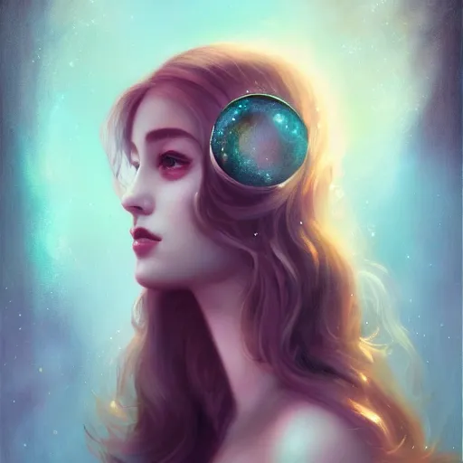 Image similar to cola goddess of bubbles character portrait, in the style of charlie bowater, tom bagshaw, and waterhouse, lean face, cinematic lighting, beautiful, elegant, oil painting, cinematic, portrait, raphaelite, headroom, headshot photograph