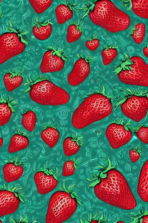 Image similar to digital magical landscape of detailed art of strawberries and whipped cream flowers