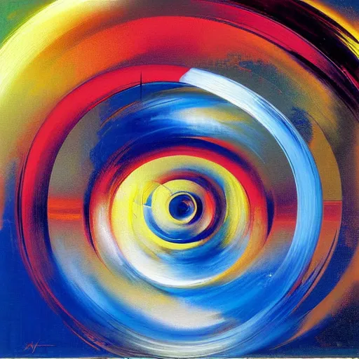 Image similar to abstract art representing momentum, oil painting by john berkey and gabriel dawe, masterwork